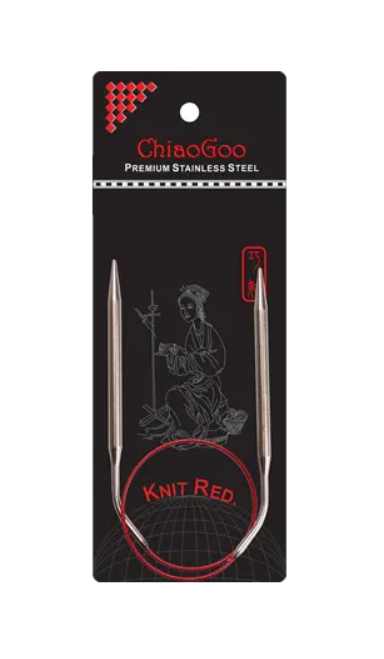 Круговые металлические спицы ChiaoGoo SS Knit red (изогнутое соединение), 60 см, размер 3,25 мм. Арт.6024-3 фото