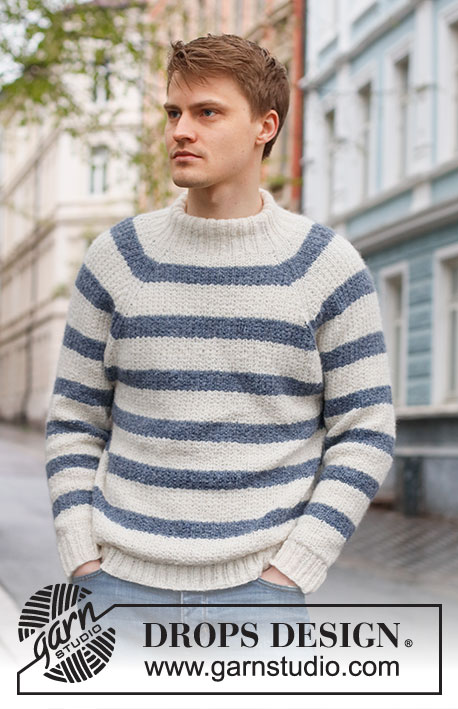 Мужской свитер с двухцветным патентным узором. Вязание спицами