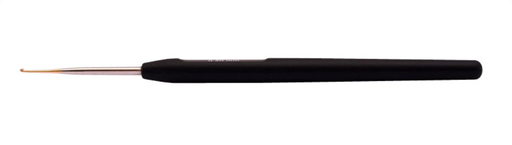 Стальной крючок KnitPro Steel hook с мягкой черной ручкой и золотым наконечником. 1,5 мм. Арт.30865 фото