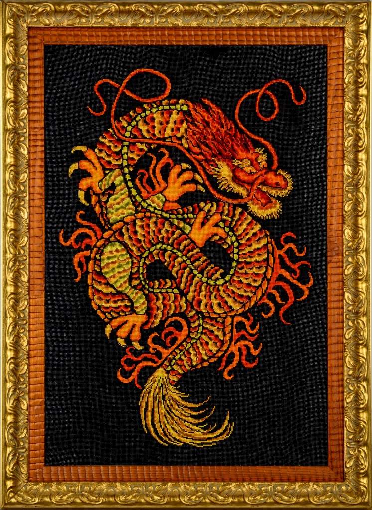 Набор для вышивания крестом по водорастворимой канве Благородный дракон, 7x8, Жар-Птица (МП-Студия)