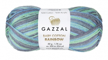 Пряжа Baby cotton rainbow Gazzal фото